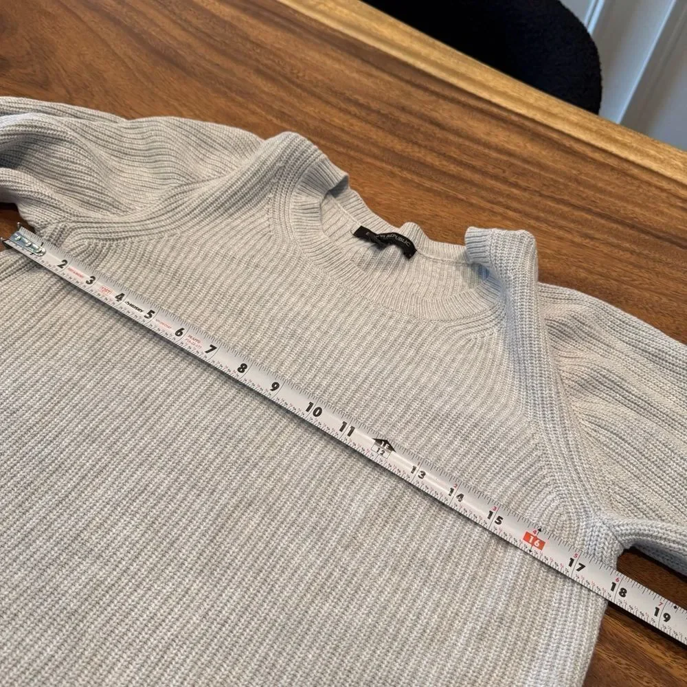 BANANA REPUBLIC Gray Knit Balloon Sleeve Sweater, Size Small
